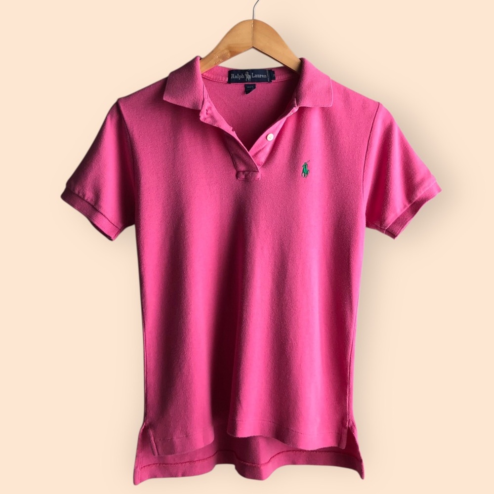 Vintage Ralph Lauren Pink Polo Shirt Y2K Hong Kong Cotton Preppy Women's Medium